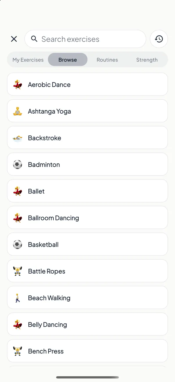 MyNutriRise cardio tracker with walking, running, cycling and swimming